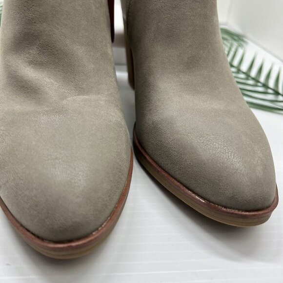 MIA Gray Dusky Pointed Toe Bootie Side Zip Stacked Block Heel Size 10 NWOB - Picture 4 of 14